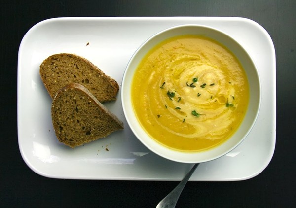 Carrot, lemon thyme and celeriac soup