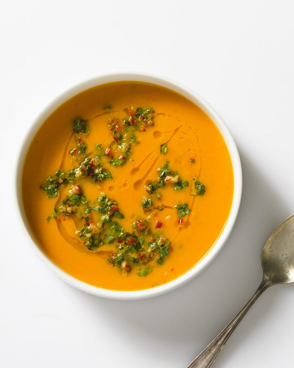 Carrot-lime soup with cilantro
