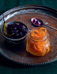Carrot murraba with sugar, lime and saffron
