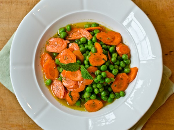 Carrot, pea, and mint salad