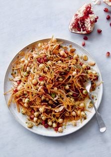 Carrot, pomegranate and chickpea salad with a spiced citrus dressing