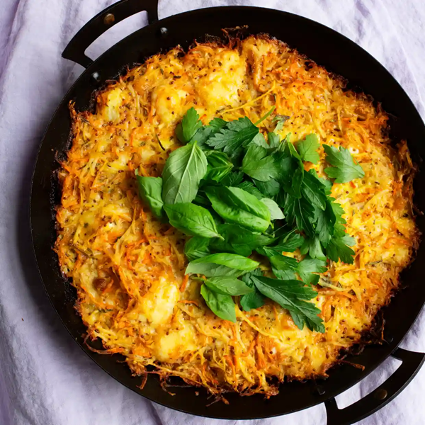 Carrot, potato and cheese pancake