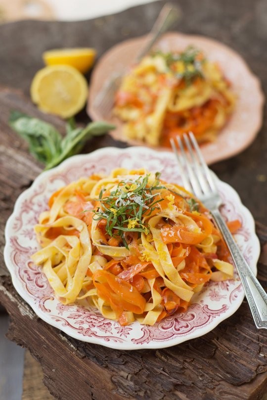 Carrot ribbon fettuccine