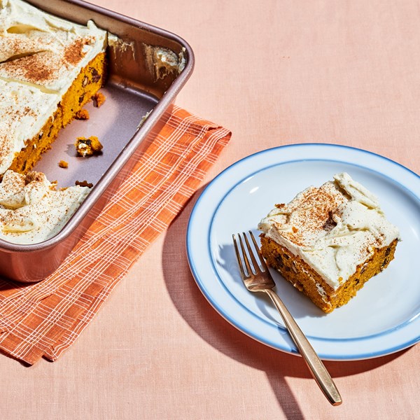 Carrot sheet cake with cream cheese whip