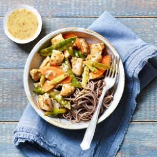 Carrot, snow pea & chicken stir-fry