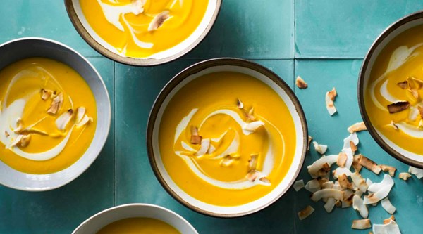 Carrot soup with harissa and coconut