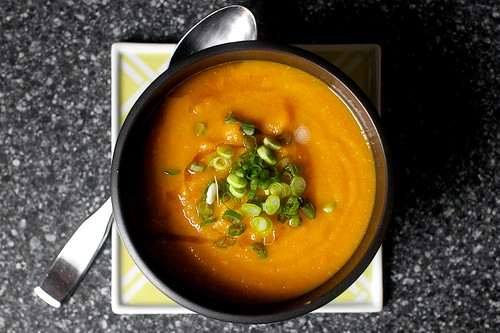 Carrot soup with miso and sesame