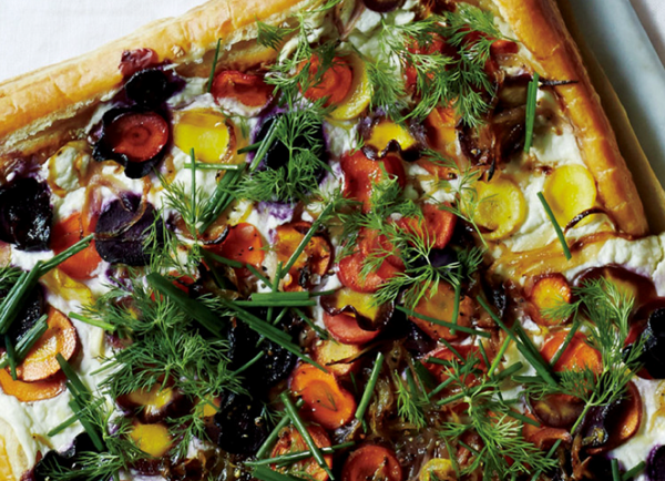 Carrot tart with ricotta and herbs