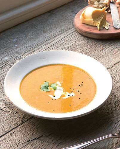 Carrot, yoghurt, cumin soup