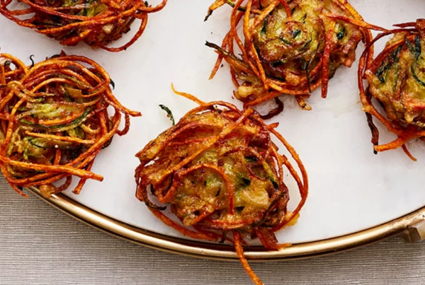 Carrot, zucchini, and leek fritters