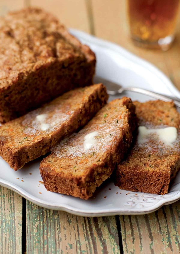 Carrot-zucchini bread with candied ginger