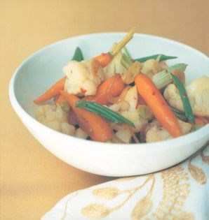 Carrots and cauliflower with chilli and ginger