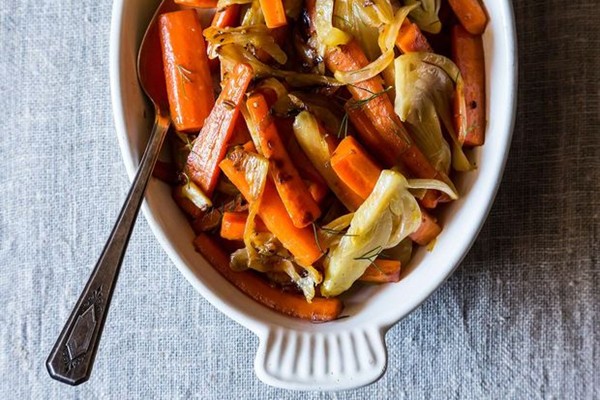 Carrots and fennel braised with orange zest and honey
