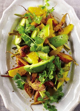 Carrots, avocado, and orange salad