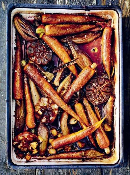 Carrots cooked in butter, red wine, bay, star anise and cinnamon