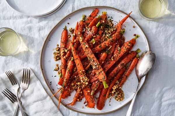 Carrots with brown butter and hazelnuts