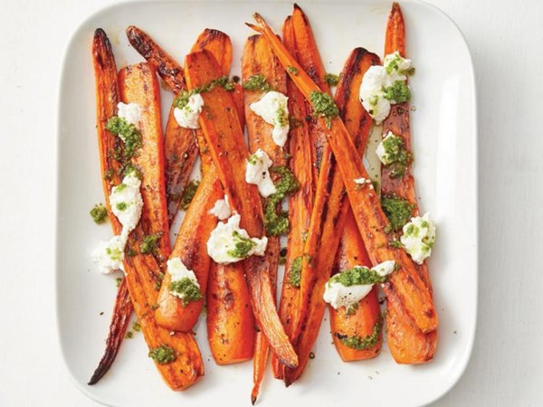 Carrots with pesto and ricotta