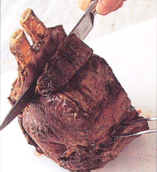 Carving a rib of beef