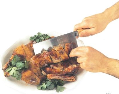 Carving Oriental roast duck