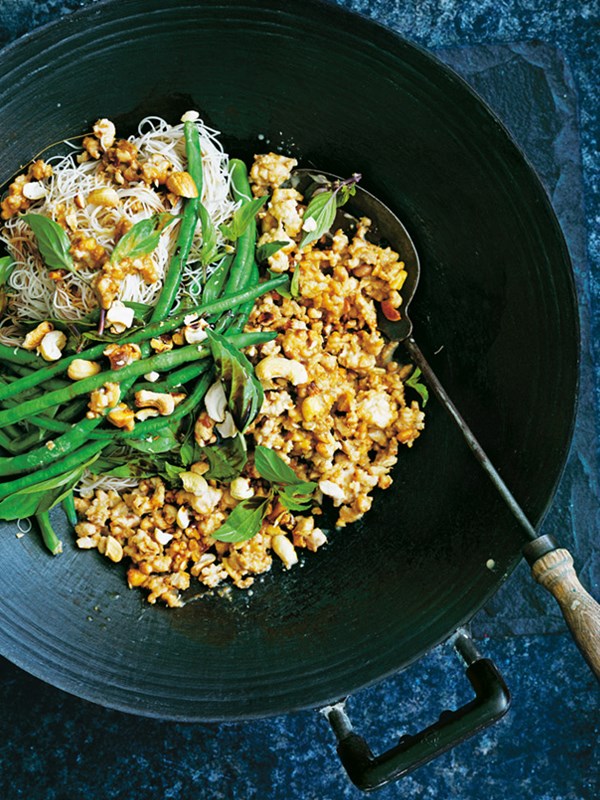Cashew and tahini satay chicken stir-fry 