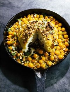 Cashew cauliflower w/ ground cherry glaze + toum