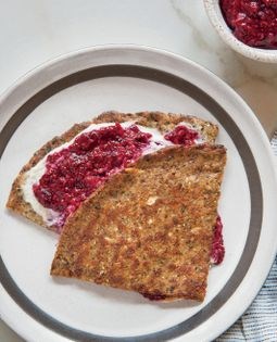 Cashew cream cheese and jam sandwich