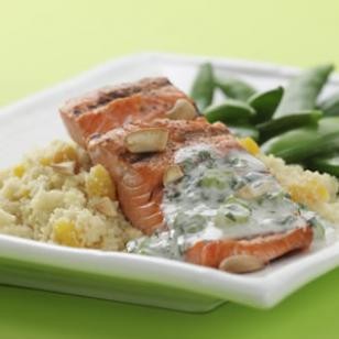 Cashew salmon with apricot couscous