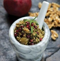 Caspian olives with pomegranate & angelica