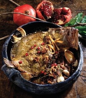 Caspian-style fish with walnut and pomegranate (Mahi-ye tu por ba anar)