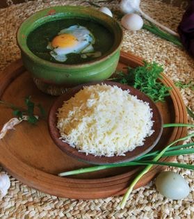 Caspian-style herbs, garlic vegetarian braise (Khoresh-e torsh tareh)