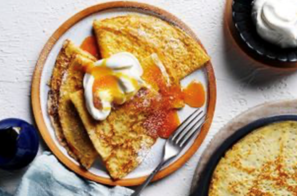 Cassandre's vanilla crepes with verjuice caramel and cream [Cassandre Morris]