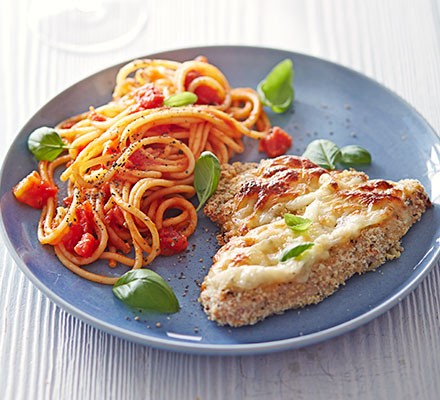 Cassie's cheesy turkey Milanese 
