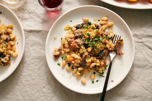 Cassoulet-style lamb shanks and beans 