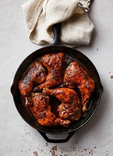 Cast iron barbecue chicken legs