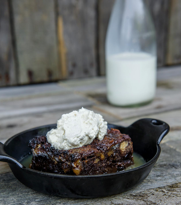 Cast iron caramel biscuit pudding