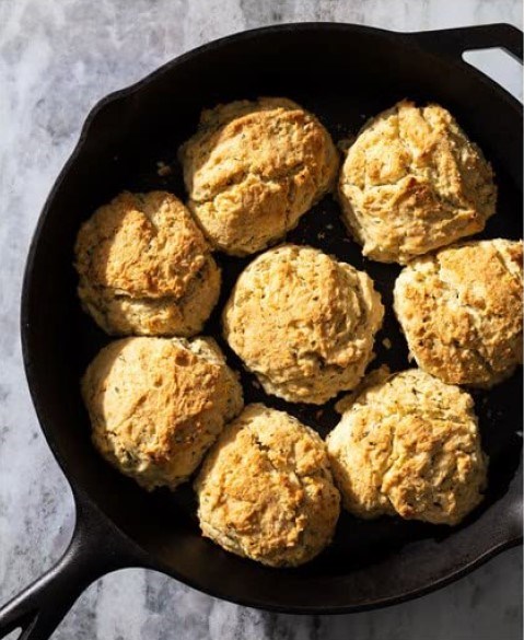 Cast iron orange-herb biscuits