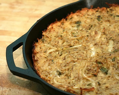 Cast iron skillet potato kugel