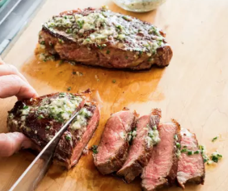 Cast iron steaks with herb butter