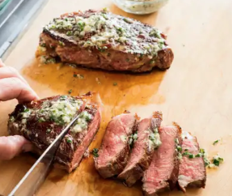 Cast iron steaks with herb butter