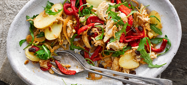 Catalan roast chicken, potato and pepper salad