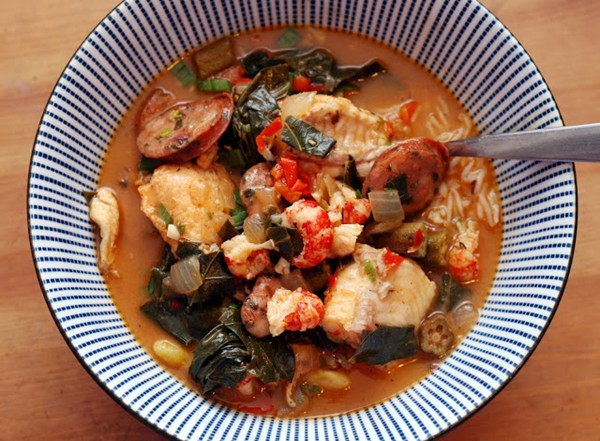 Catfish & crawfish vegetable gumbo
