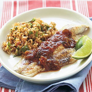 Catfish with cilantro-chipotle rice