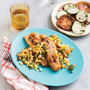 Catfish with corn hash