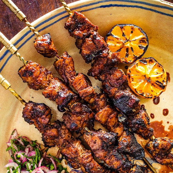 Caucasian marinated pork kabobs
