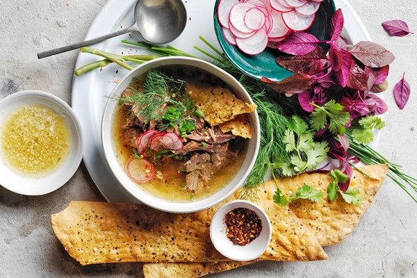 Caucasus beef rib broth