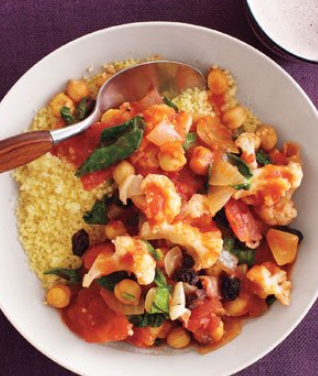 Cauliflower and chickpea stew with couscous