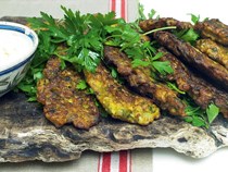 Cauliflower and cumin fritters with lime yoghurt