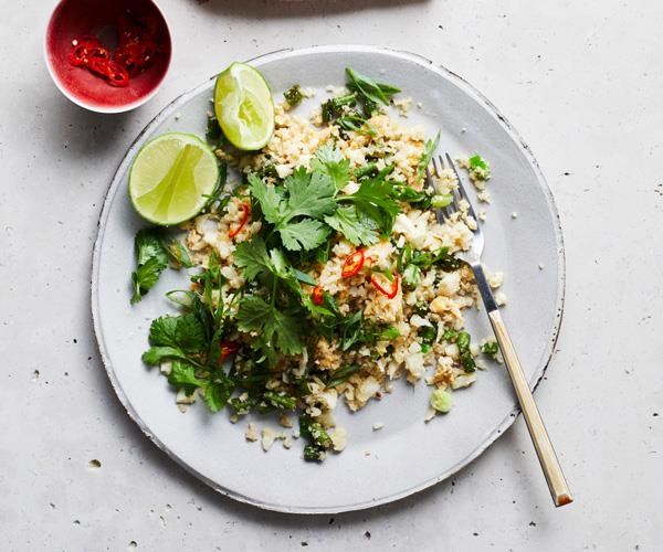 Cauliflower and egg "fried rice"