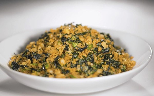 Cauliflower and kimchi "fried rice"