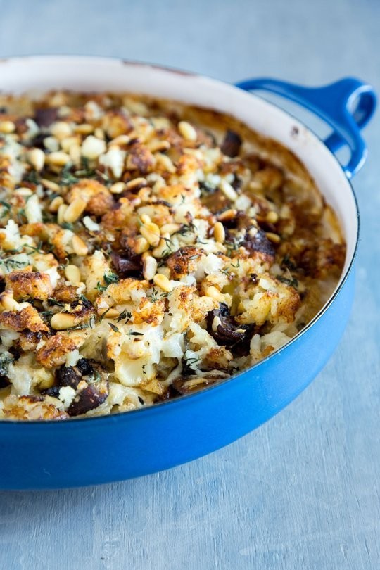 Cauliflower and mushroom Tater Tot breakfast casserole